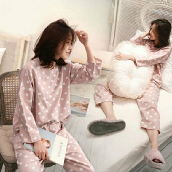 Cute Pink White Polka Dot Pajamas - Picture 3 of 3